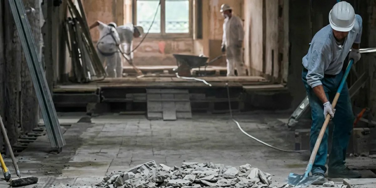 fire damage restoration professionals performing structural cleanup and restoration after a fire in Des Moines, IA
