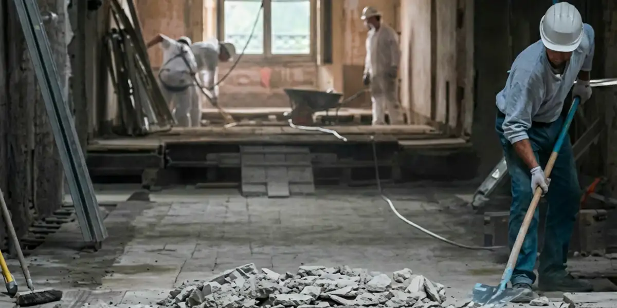 fire damage restoration professionals performing structural cleanup and restoration after a fire in Des Moines, IA