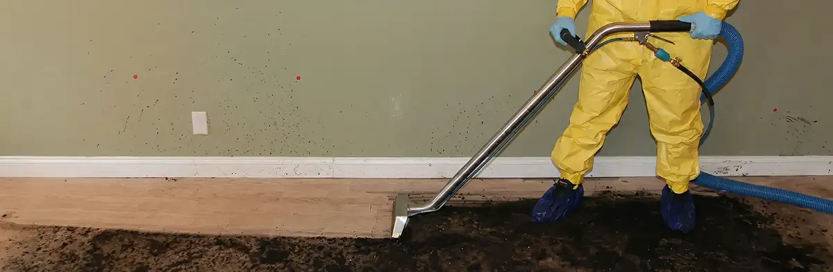 sewage removal service performing deep cleaning and extraction of sewage from an indoor area in Des Moines, IA